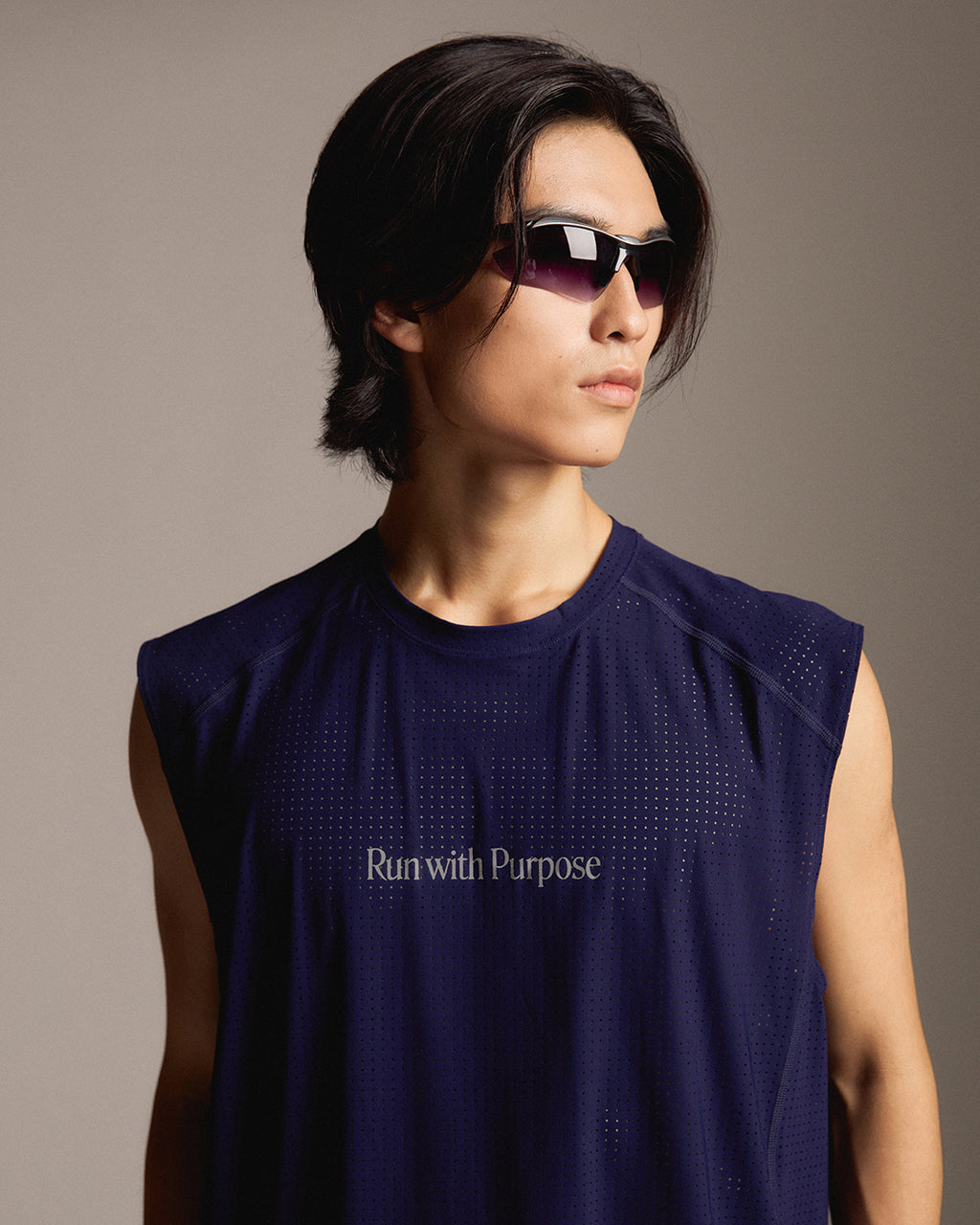Run with Purpose Airdot Sleeveless Top - Navy