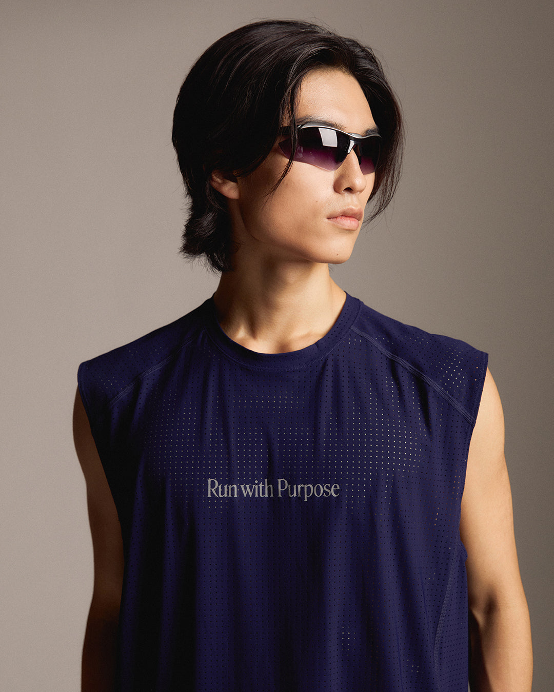 Run with Purpose Airdot Sleeveless Top - Navy
