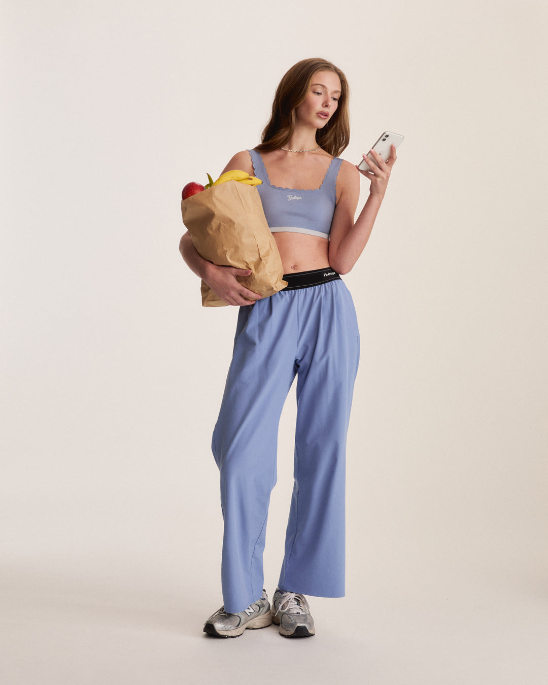 Elastic Waist Pants - Blue