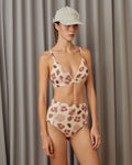 Flower Leopard Bikini Bottoms - Tiger Lily Cream