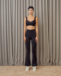 Velvet Leopard Flare Leggings - Black Truffle
