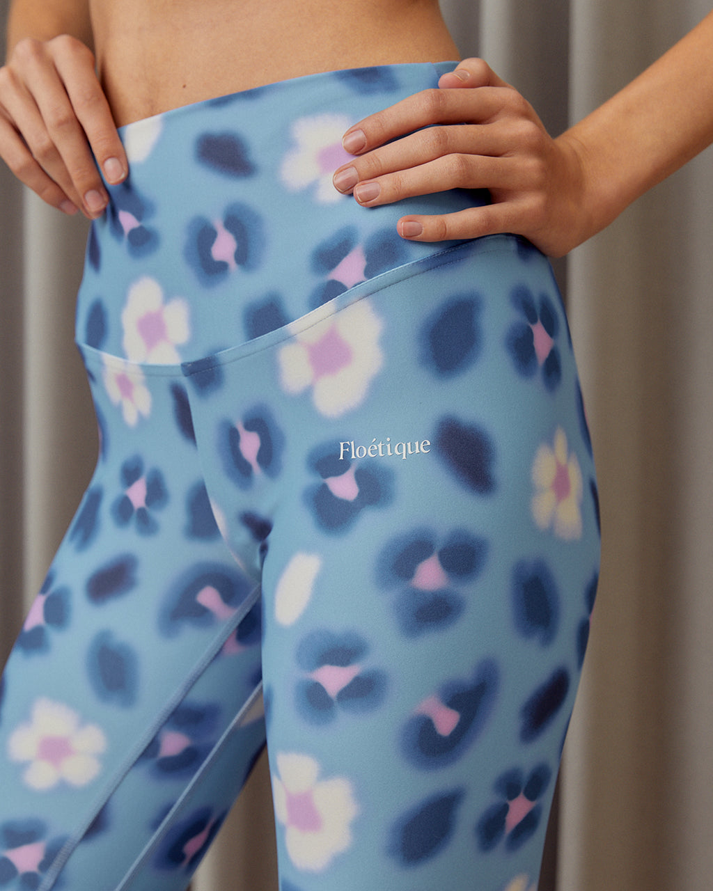 Flower Leopard Leggings - Pansy Bule