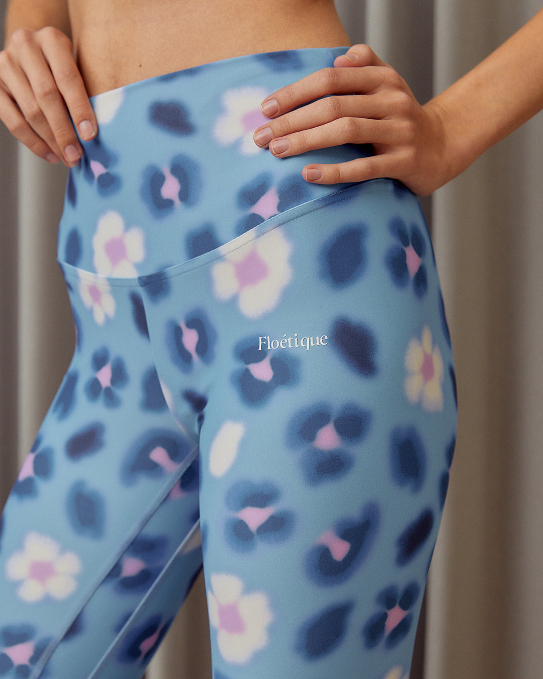 Flower Leopard Leggings - Pansy Bule