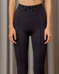 Velvet Leopard Leggings - Black Truffle