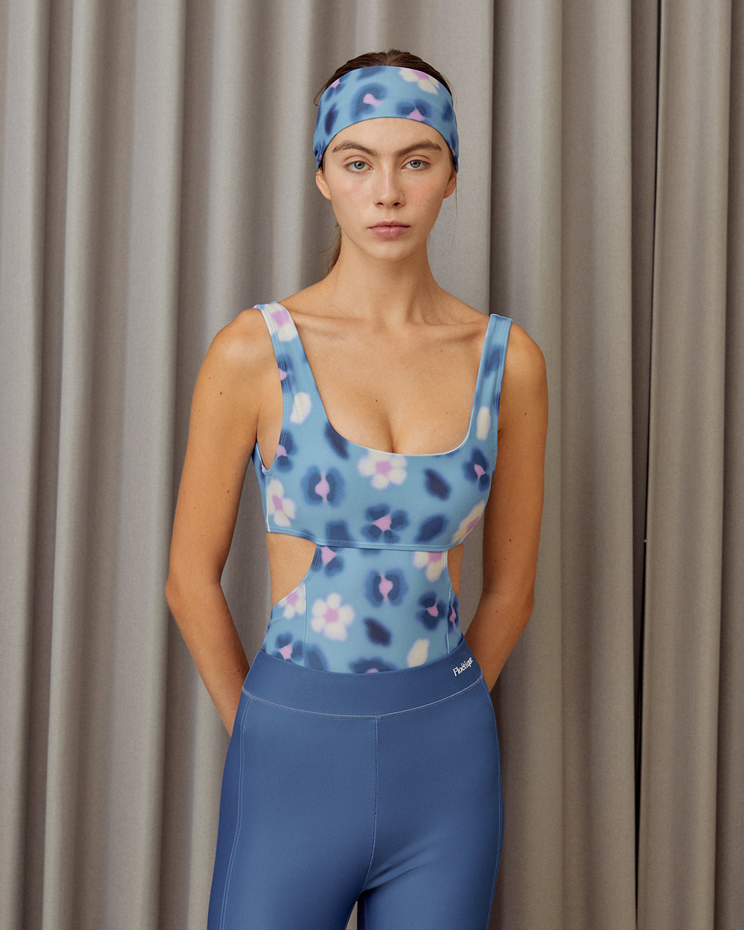 Flower Leopard Swimsuit - Pansy Bule