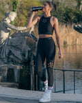 Flower Eyelet Leggings - Black Truffle