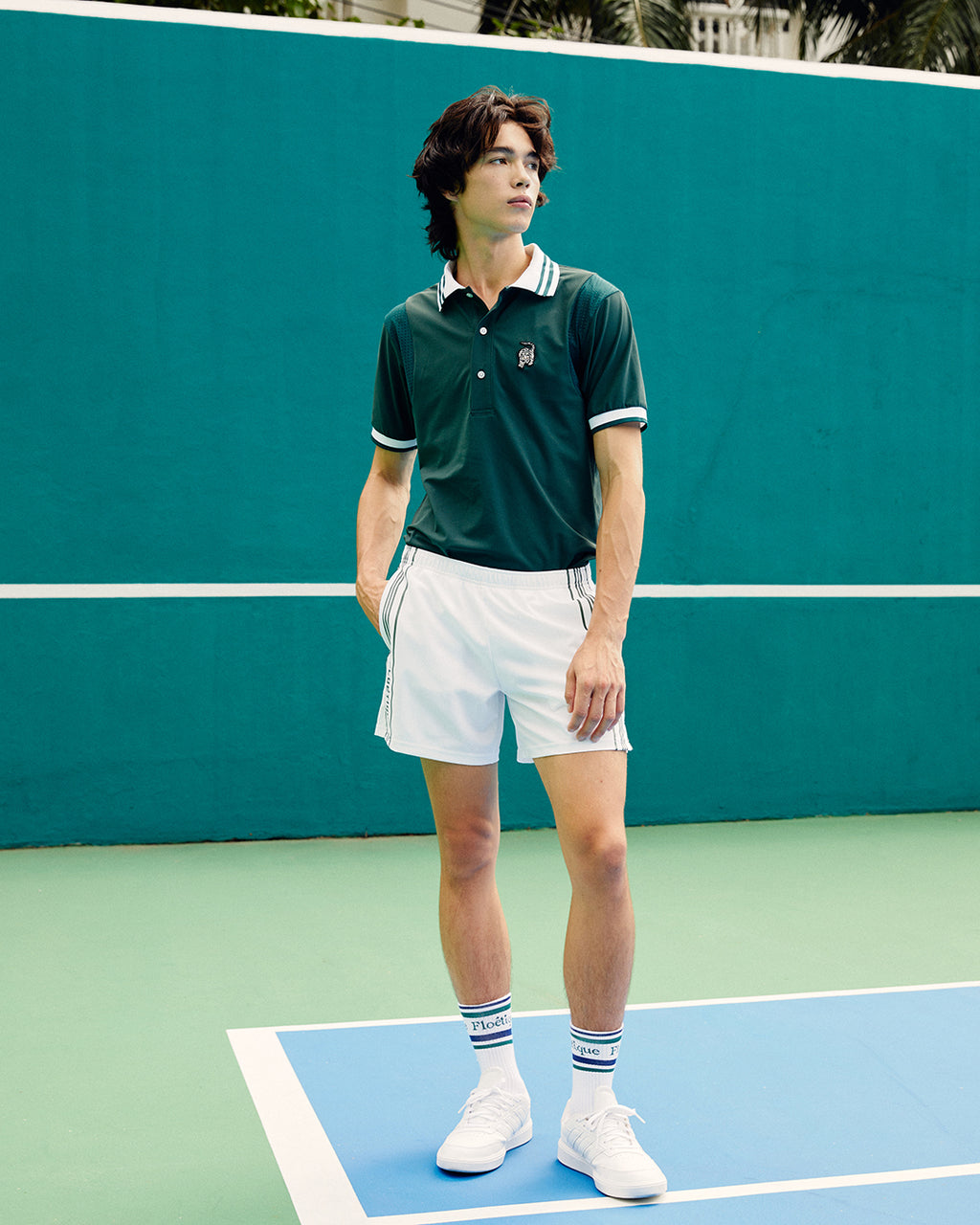 Men's Tennis Shorts - Dark Green Stripes