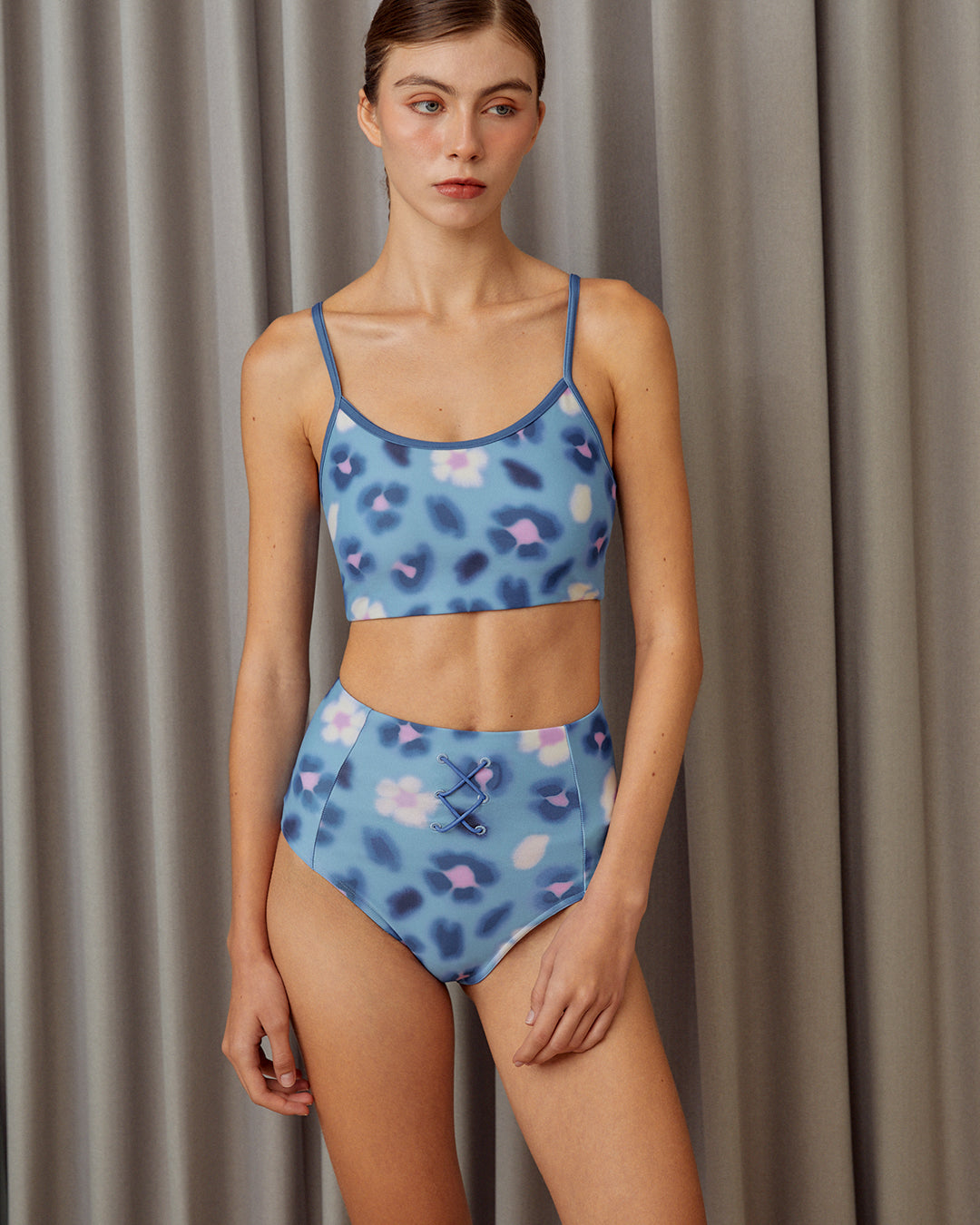 Flower Leopard Bikini Bottoms - Pansy Bule