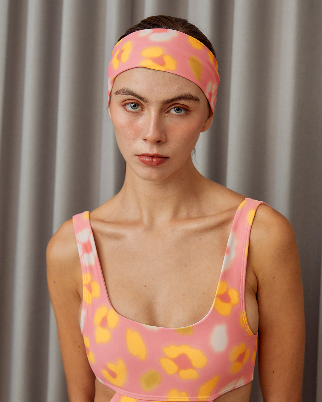 Flower Leopard Headband - Lantana Pink