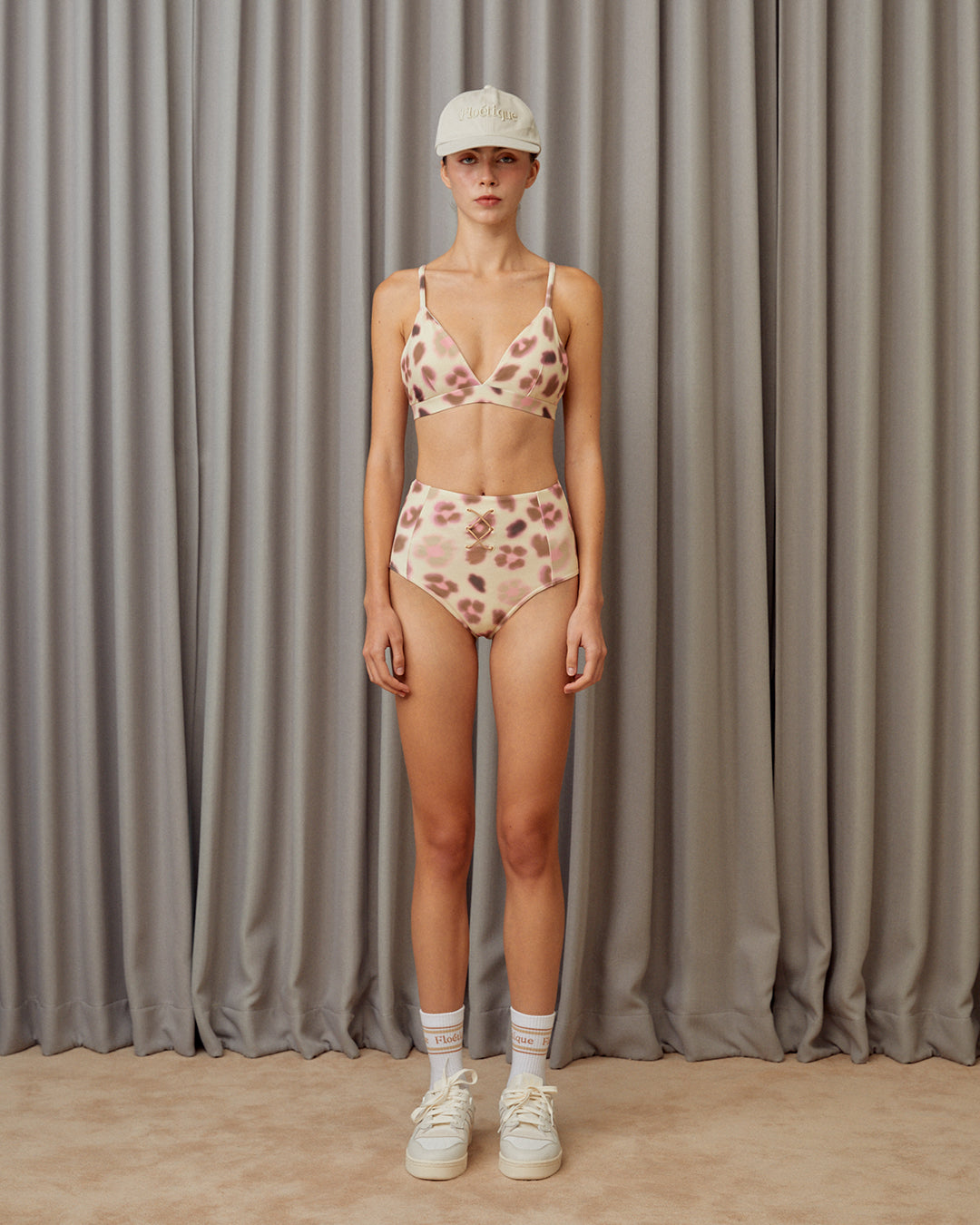 Flower Leopard Bikini Bottoms - Tiger Lily Cream
