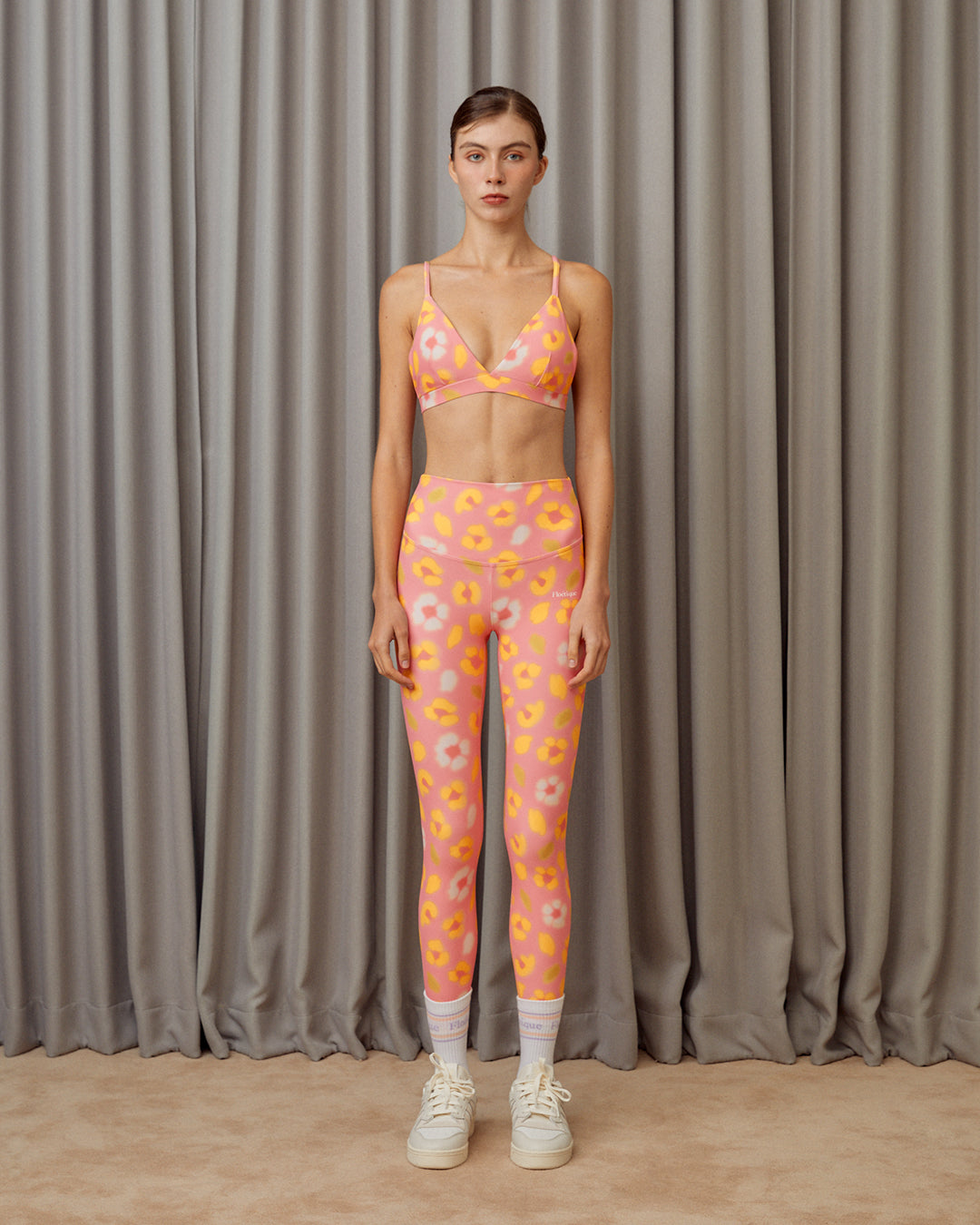 Flower Leopard Leggings - Lantana Pink