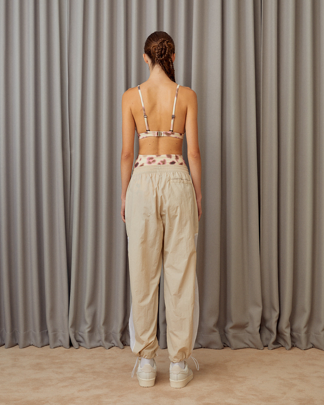 Two-Tone Parachute Pants - Beige