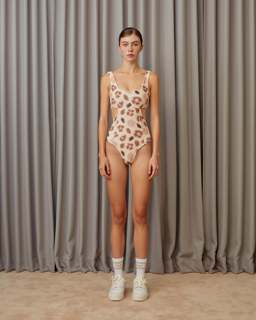 Flower Leopard Swimsuit - Tiger Lily Cream